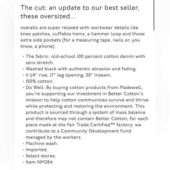 Madewell Denim Oversized Carpenter Overalls in Hartwell Wash - Picture 2 of 6